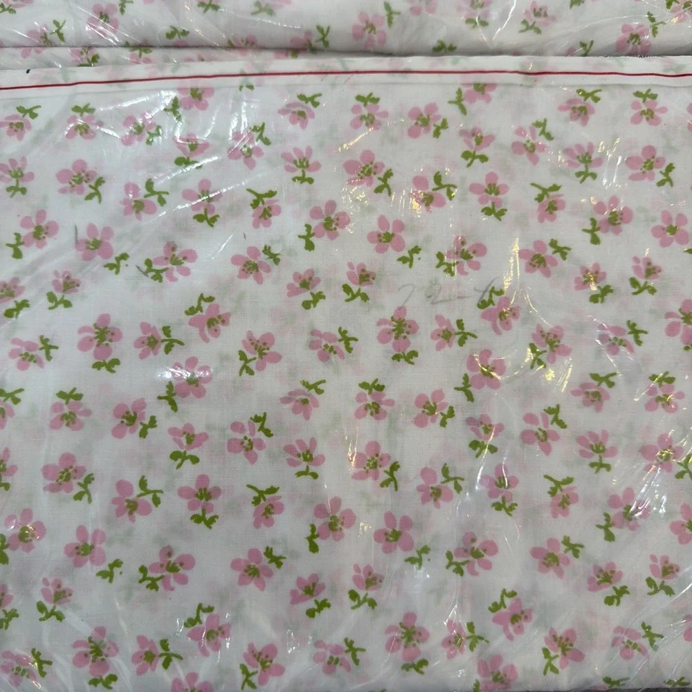 VTG Pink Floral Sleepwell Twin NOS Fitted & Flat Sheet Set USA No Iron Percale